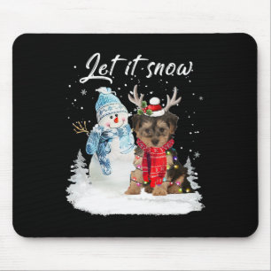 Tapis De Souris Yorkipoa Père Noël Chien Noël Snowman Noël Pajama