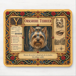 Tapis De Souris Yorkshire Terrier, Art Bestiaire Médiéval