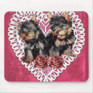 Tapis De Souris Yorkshire Terrier Chiots Valentines