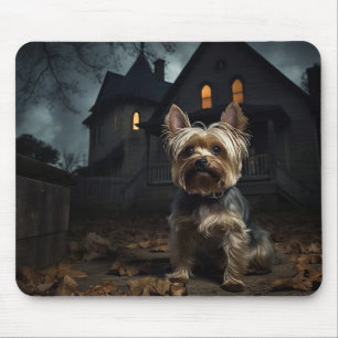 Tapis De Souris Yorkshire Terrier Halloween Épouvantable