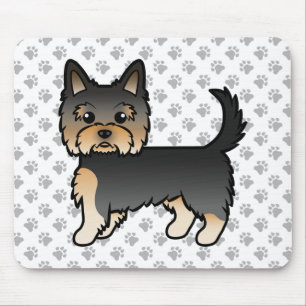 Tapis De Souris Yorkshire Terrier noir et feu, dessin animé de chi