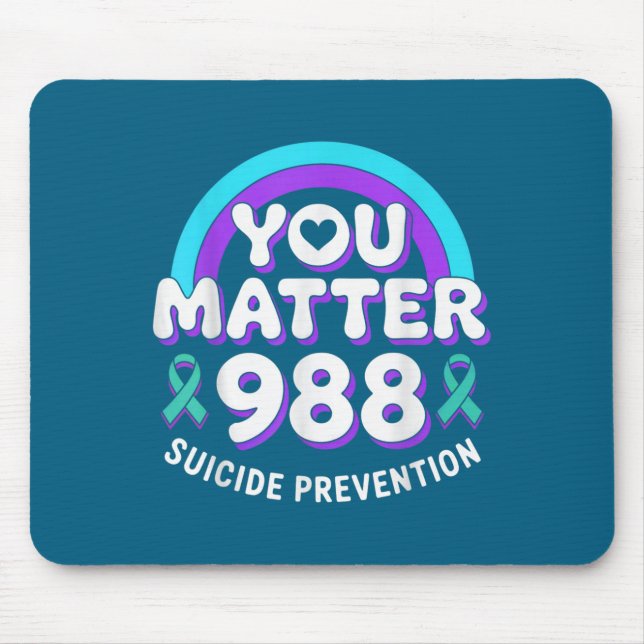 Tapis De Souris You 988 Suicide Prevention Awareness Rainbow Ribbo (Devant)
