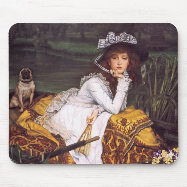 Tapis De Souris Young Lady & Her Pet Carlin en bateau par James Ti (Devant)