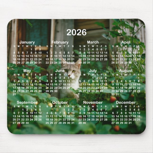 Tapis De Souris Your Photo White Numbers 2026 Calendar (Devant)