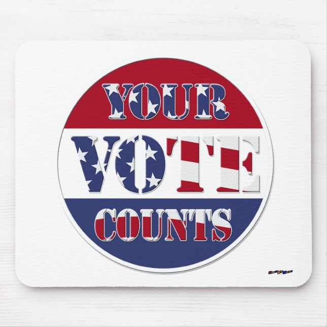 Tapis De Souris YOUR VOTE COUNTS! Round with US Flag (Devant)