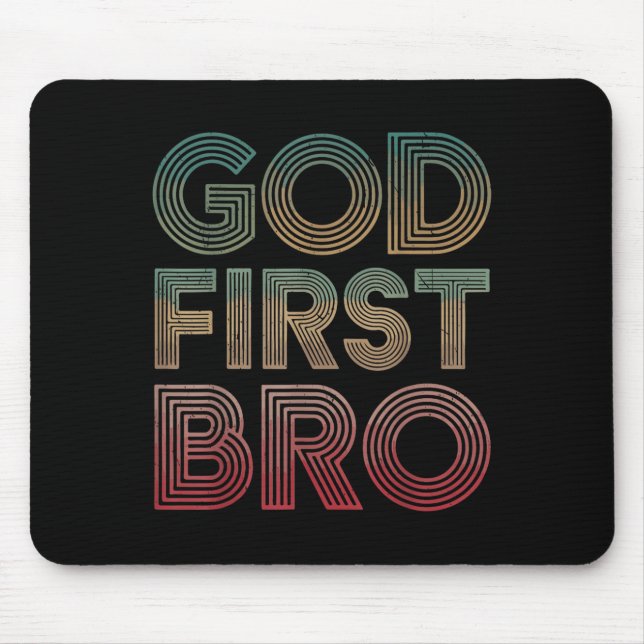 Tapis De Souris Youth Boy God First Bro Funny Christian God Brothe (Devant)