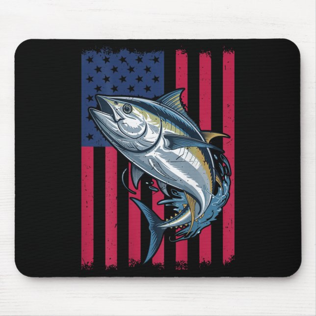 Tapis De Souris Youth Boys Deep Sea Fishing American Flag Bluefin  (Devant)