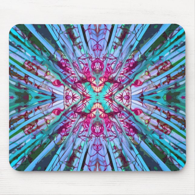 Tapis De Souris Yucca Op Art en Turquoise (Devant)