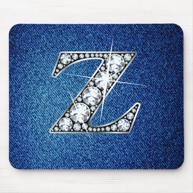 Tapis De Souris Z Faux-"Diamond Bling" sur Denim Mousepad (Devant)