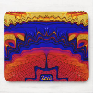 Tapis De Souris ZACH ~ Zany Hot Jaune, rouge, orange et bleu
