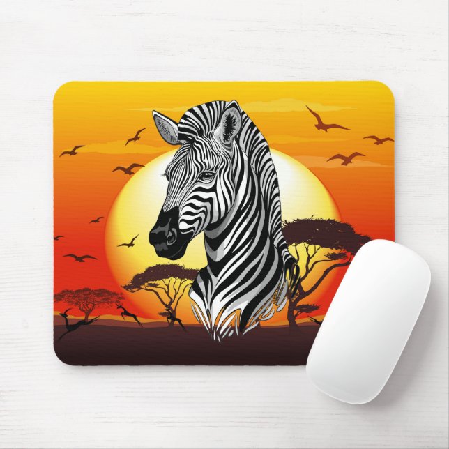 Tapis De Souris Zebra African Savanna Wild Animal (Avec souris)