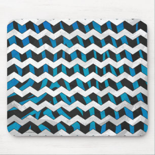 Tapis De Souris Zebra Chevron noir et bleu