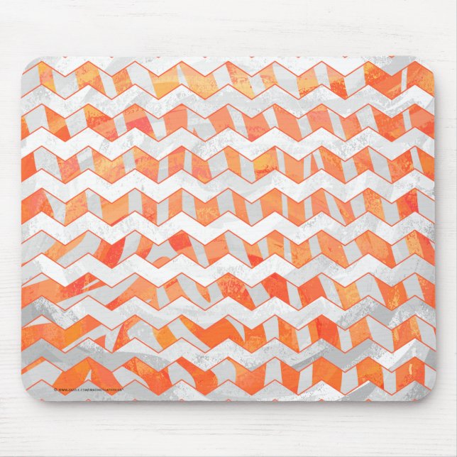 Tapis De Souris Zebra Chevron orange et blanc (Devant)