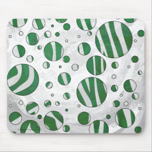 Tapis De Souris Zebra Green and White Polka Dot