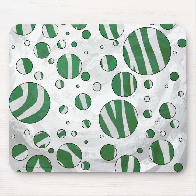 Tapis De Souris Zebra Green and White Polka Dot (Devant)