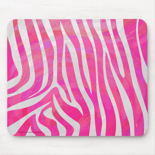 Tapis De Souris Zebra Hot Pink et White Print (Devant)