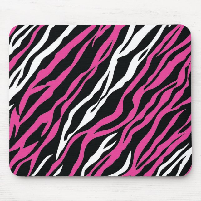 Tapis De Souris Zebra Mousepad - Rose & Blanc (Devant)