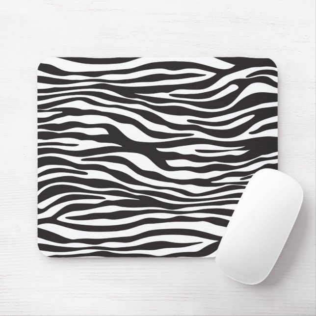 Tapis De Souris Zebra Print, Zebra Stripes, Black And White (Avec souris)