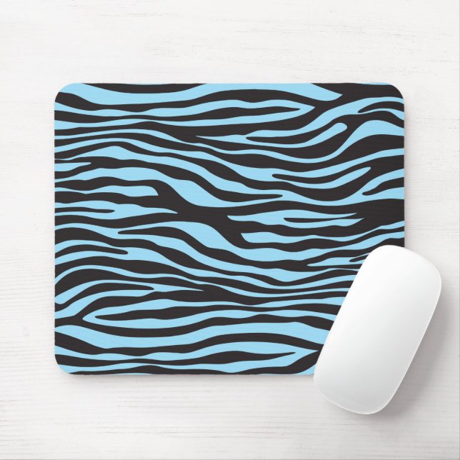 Tapis De Souris Zebra Print, Zebra Stripes, Blue Zebra, Jungle (Avec souris)