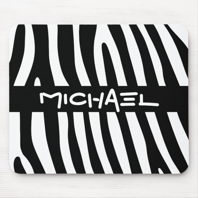 Tapis De Souris Zebra rayures motif noir & blanc + vos idées (Devant)