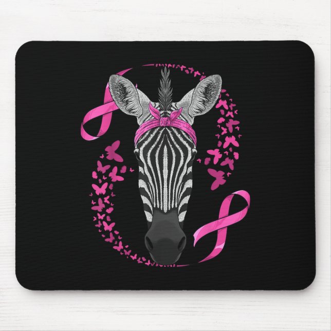 Tapis De Souris Zebra Sensibilisation au cancer du sein Pink Banda (Devant)