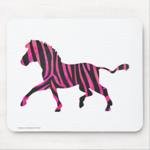 Tapis De Souris Zebra Silhouette noir et rose chaud