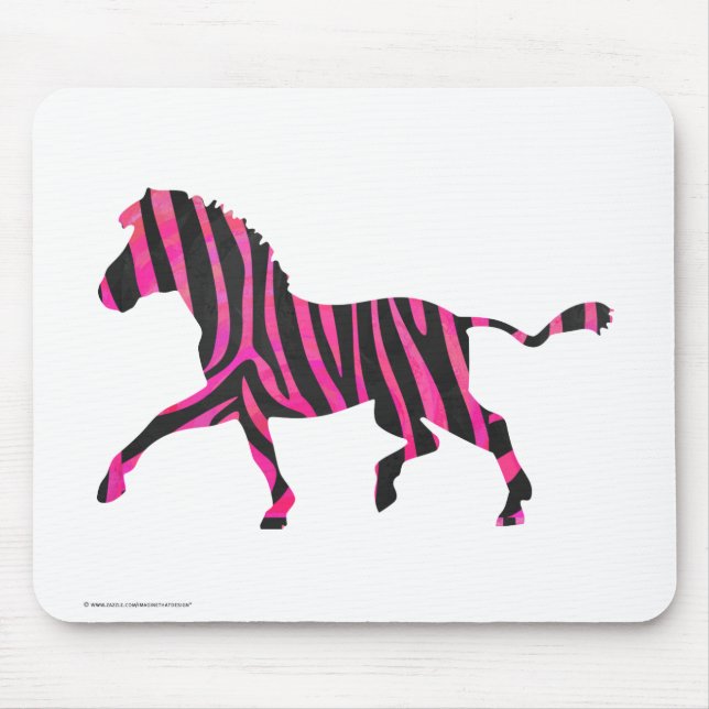 Tapis De Souris Zebra Silhouette noir et rose chaud (Devant)
