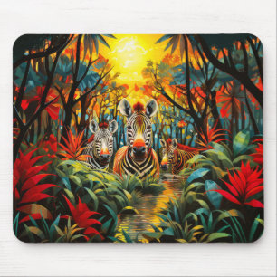 Tapis De Souris Zebra Wildlife Concept Faune colorée Abstraite