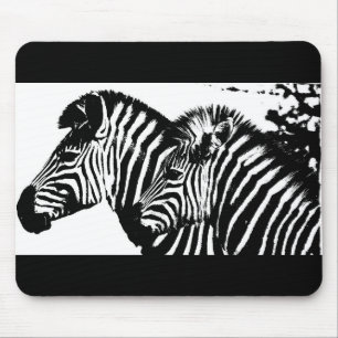 Tapis De Souris Zebras Animaux Black White Pop Art Modèle tendance