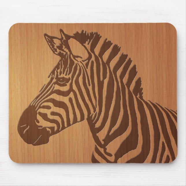 Tapis De Souris Zèbre en bois incrusté (Devant)