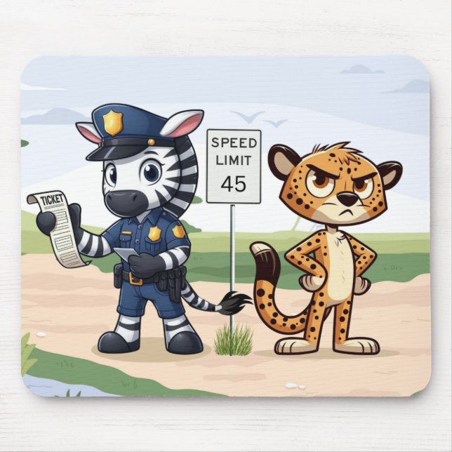 Tapis De Souris zèbre et guépard de police mignons (Devant)
