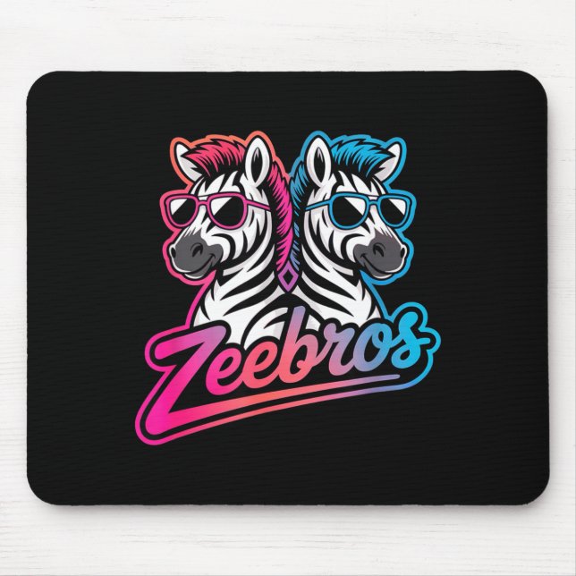 Tapis De Souris Zeebros Cute Zebra Duo Design For Zebros Lovers  (Devant)