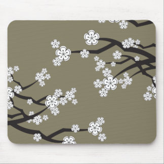 Tapis De Souris Zen Blanc Sakura Fleurs de fleurs de cerisier sur