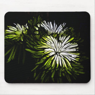 Tapis De Souris Zen floral Lime vert blanc Chrysanthemum