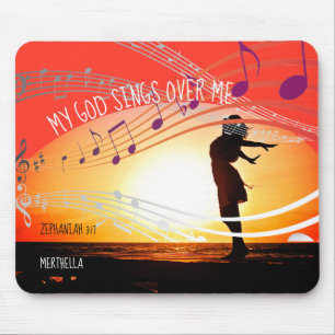 Tapis De Souris Zephaniah 3:17 MY GOD SINGS OVER ME Personalized