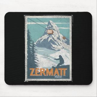 Tapis De Souris Zermatt Suisse Hiver Ski Snowboard Ski