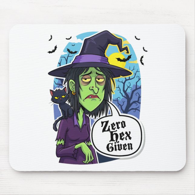 Tapis De Souris Zéro Hex Donné Drôle Sorcière Halloween Costume Te (Devant)