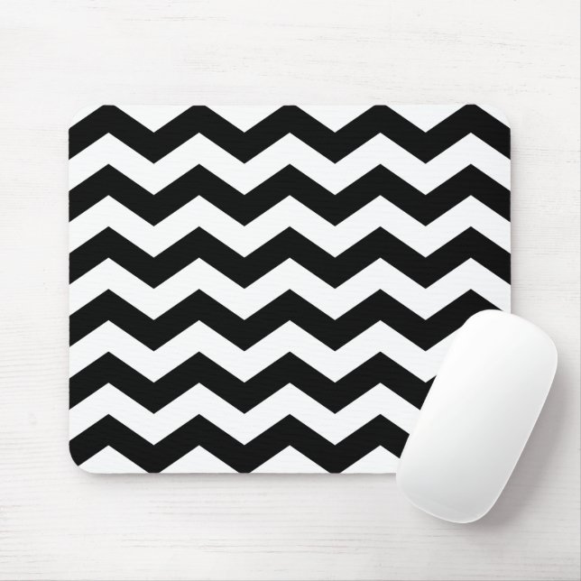 Tapis De Souris Zigzag Chevron Noir Et Blanc (Avec souris)