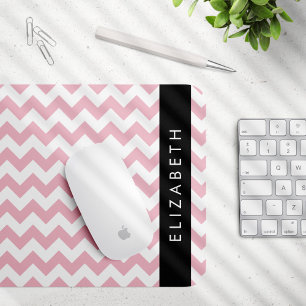Tapis De Souris Zigzag Rose, Chevron Rose, Motif Vague, Votre Nom