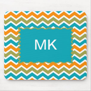 Tapis De Souris Zigzag tribal vibrant de paon