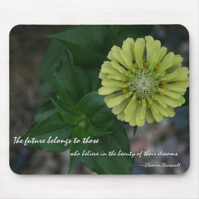 Tapis De Souris Zinnia jaune avec la citation par Eleanor (Devant)