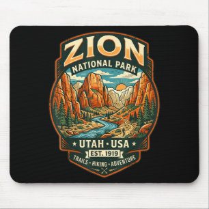 Tapis De Souris Zion parc national utah canyon rétro randonnée