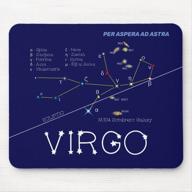 Tapis De Souris Zodiac Constellation Virgo (Devant)