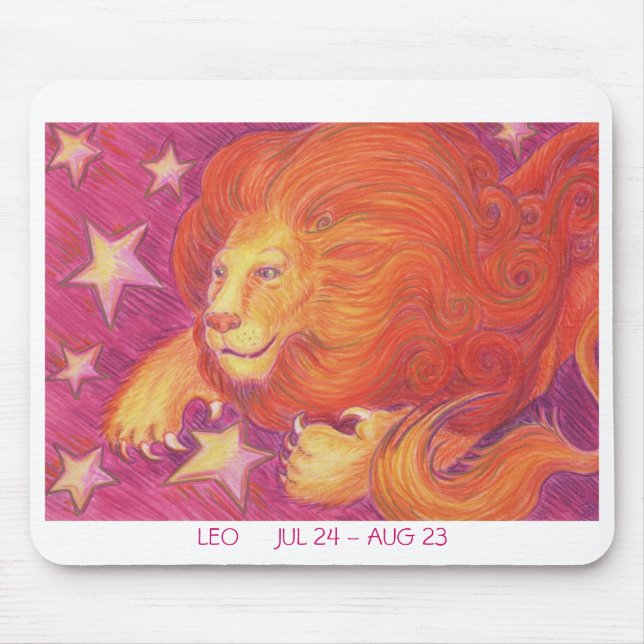 Tapis De Souris Zodiac Leo mousepad white border (Devant)