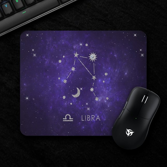 Tapis De Souris Zodiac Purple Libra | Horoscope d'astrologie cosmi (Créateur téléchargé)