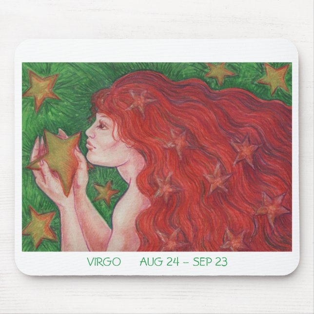 Tapis De Souris Zodiac Virgo mousepad frontière blanche (Devant)