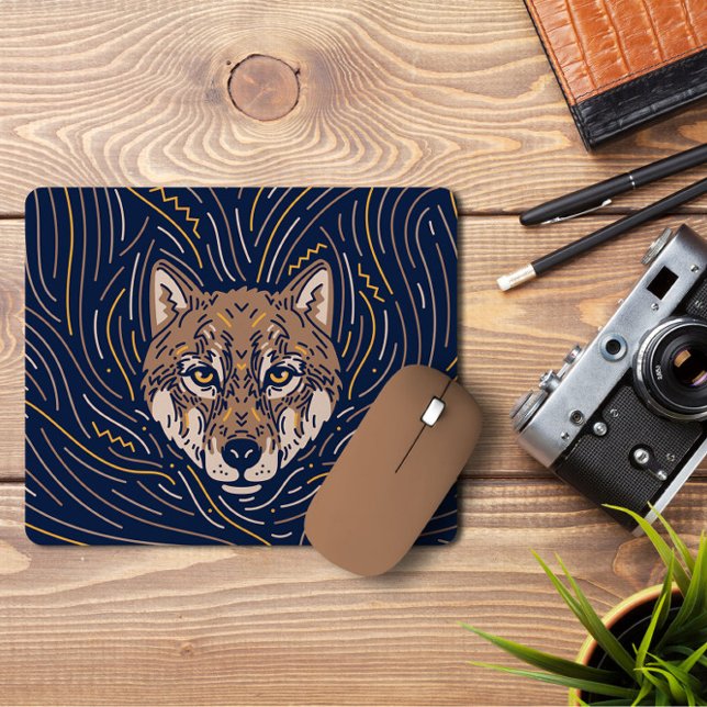 Tapis De Souris Zodiac Wolf Portrait | Wolf Mousepad à main (Créateur téléchargé)