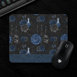 Tapis De Souris Zodiaque magic   Dark Navy Blue Gothic Skull