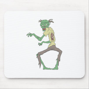 Tapis De Souris Zombi déplaisant de peau verte avec la chair de