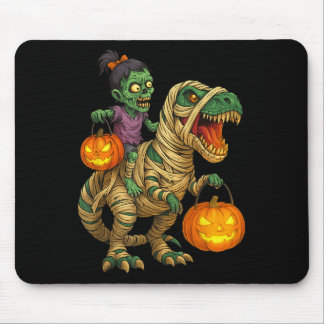 Tapis De Souris Zombie Girl Riding maman T Rex Halloween Kids Tri